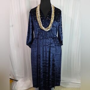 BloomChic Midnight Blue Starry Long Sleeve Dress